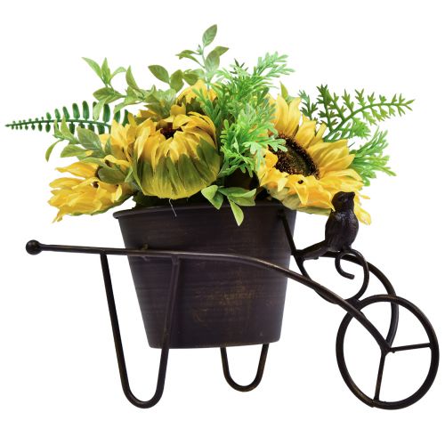Floristik24 Carretilla con arreglo floral artificial girasol 30cm