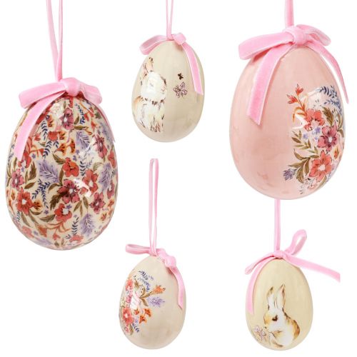 Floristik24 Huevos de Pascua decorativos para colgar con motivos 4,5×6,5cm 6ud