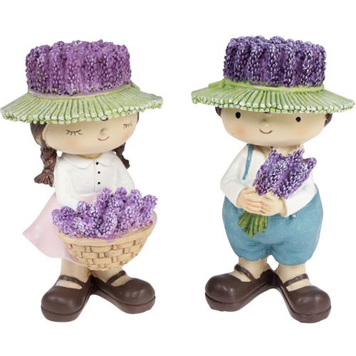 Floristik24 Figuras decorativas decoración lavanda niña y niño Al.14,5 cm 2 piezas