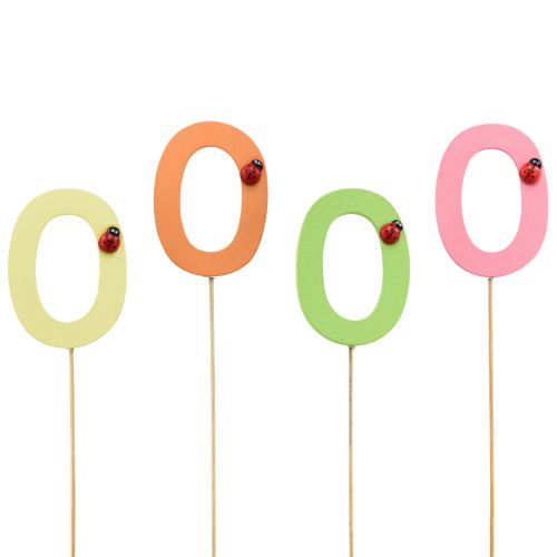 Artículo Tapones de números cumpleaños 0 tapones de flores madera 27,5cm 16 piezas