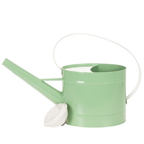 Regadera decorativa de metal, estilo retro verde pastel con detalles blancos, para jardín, balcón e interiores, 52,5 x 15 x 30 cm. | Floristik24.es