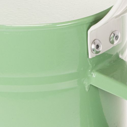Regadera decorativa de metal, estilo retro verde pastel con detalles blancos, para jardín, balcón e interiores, 52,5 x 15 x 30 cm. | Floristik24.es