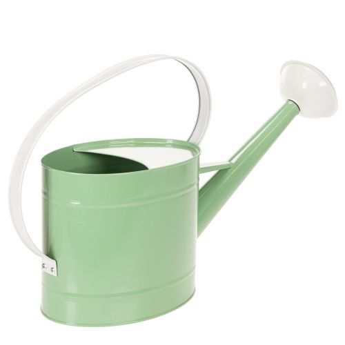 Regadera decorativa de metal, estilo retro verde pastel con detalles blancos, para jardín, balcón e interiores, 52,5 x 15 x 30 cm. | Floristik24.es
