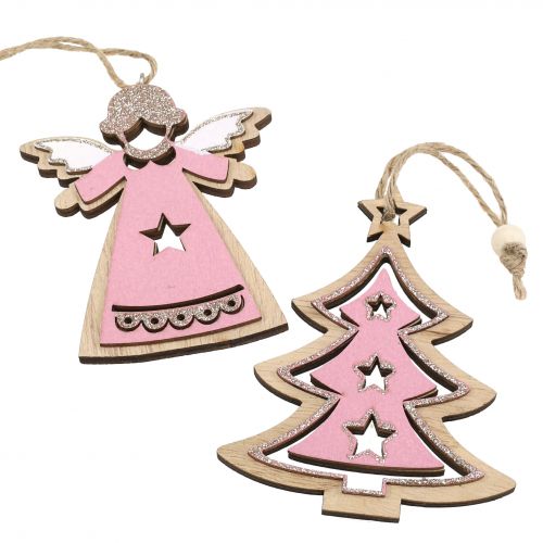 Artículo Decoración para árbol de Navidad Natural, rosa 11cm 8p