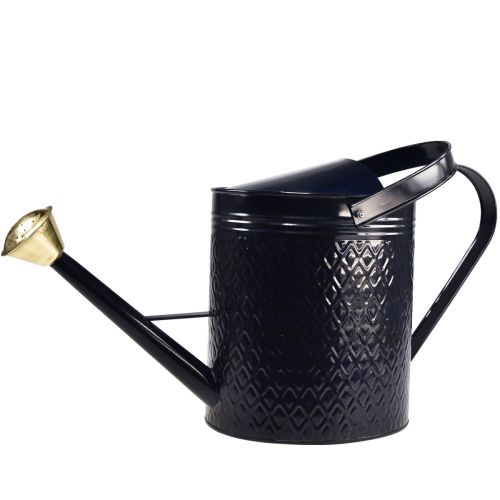 Artículo Regadera decorativa lata decorativa de metal a cuadros oro azul 65cm