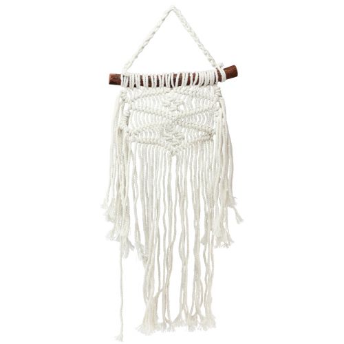 Colgante de pared macramé boho decoración de pared crema 18,5×48cm