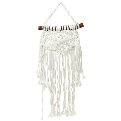 Artículo Colgante de pared macramé boho decoración de pared crema 18,5×48cm