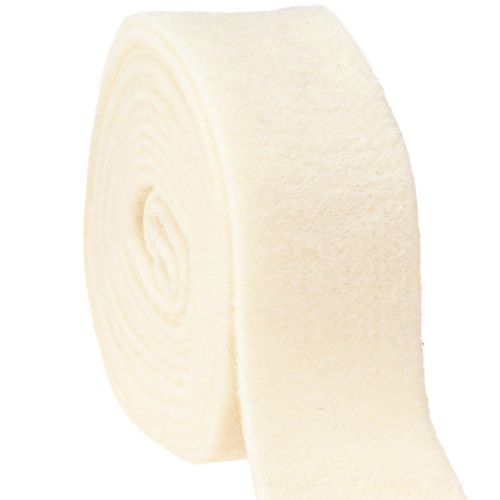 Floristik24 Cinta de fieltro blanca 7,5cm, 5m