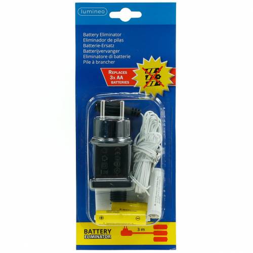 Floristik24 Adaptador de batería blanco 3m 4.5V 3 x AA