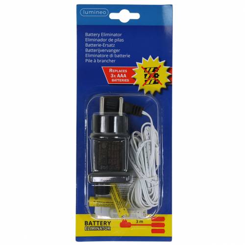 Floristik24 Adaptador de batería blanco 3m 4.5V 3 x AAA