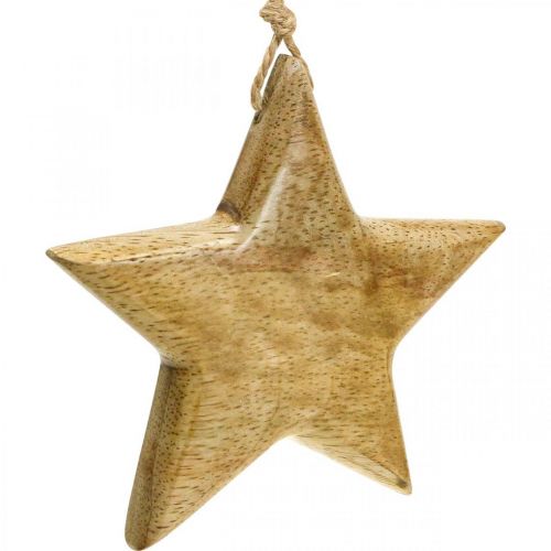 Artículo Decoración de Adviento, estrella de madera, estrella de decoración navideña H9cm 3 piezas