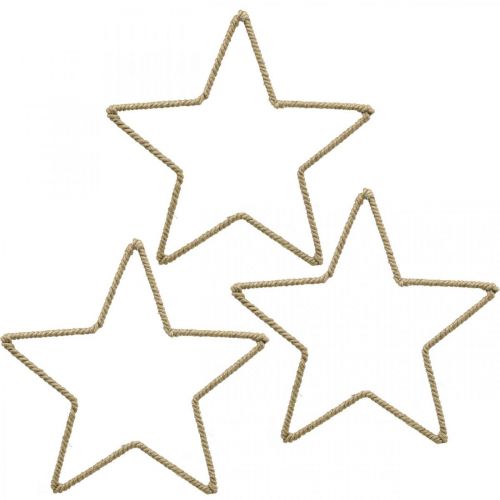 Floristik24 Adorno de adviento, Adorno navideño estrella, Adorno estrella yute L15,5cm 8 piezas