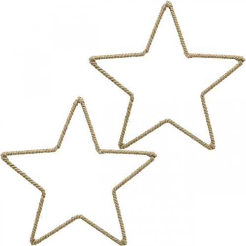 Floristik24 Decoración de Adviento, estrella decorativa navideña, estrella decorativa de yute L20cm 5 piezas