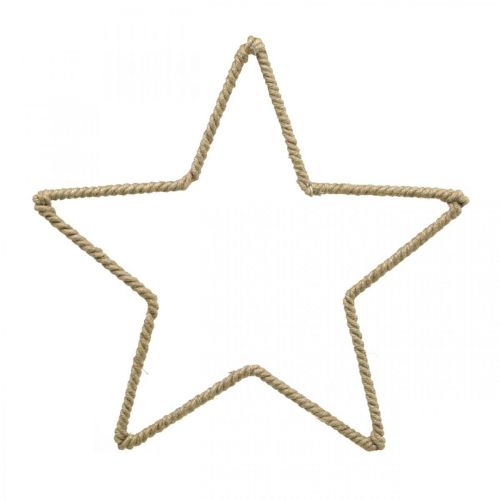Artículo Decoración de adviento, estrella de decoración navideña, yute estrella decorativa B24.5cm 5pcs