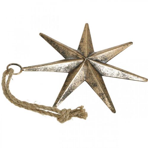 Floristik24 Adorno navideño estrella colgante dorado aspecto envejecido L. 19,5 cm