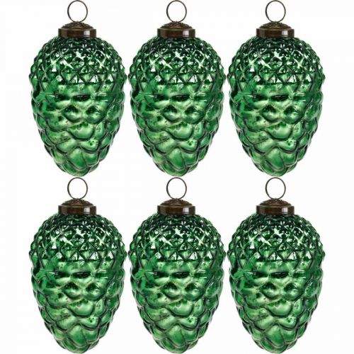 Floristik24 Decoración de Adviento, conos decorativos, frutas otoñales de cristal auténtico, aspecto antiguo Ø7cm H11.5cm 6ud