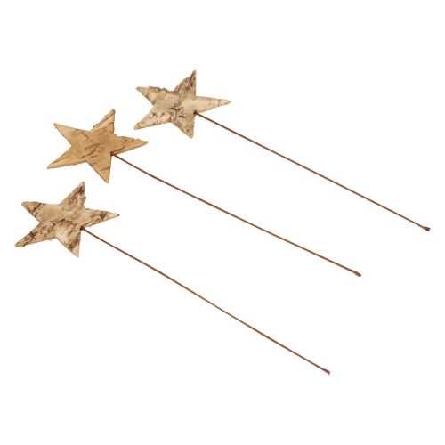 Artículo Estrellas decorativas para pegar estrellas decorativas de corteza de árbol Adviento 22cm 24uds