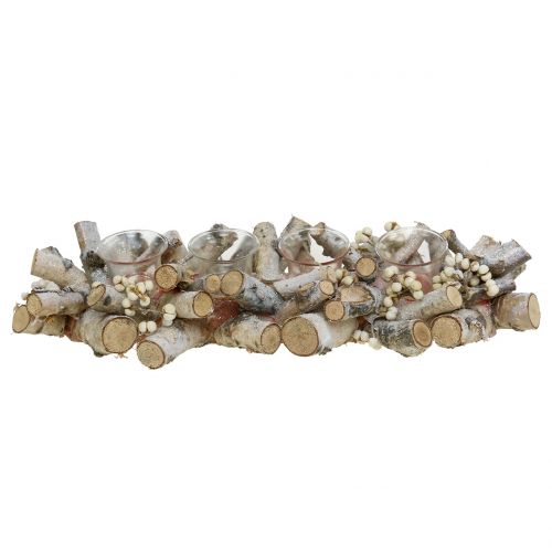 Floristik24 Arreglo de velas con ramas de abedul natural, mica 48cm