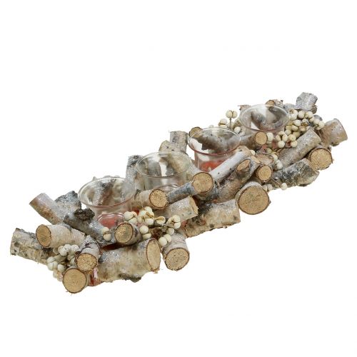 Floristik24 Arreglo de velas con ramas de abedul natural, mica 48cm