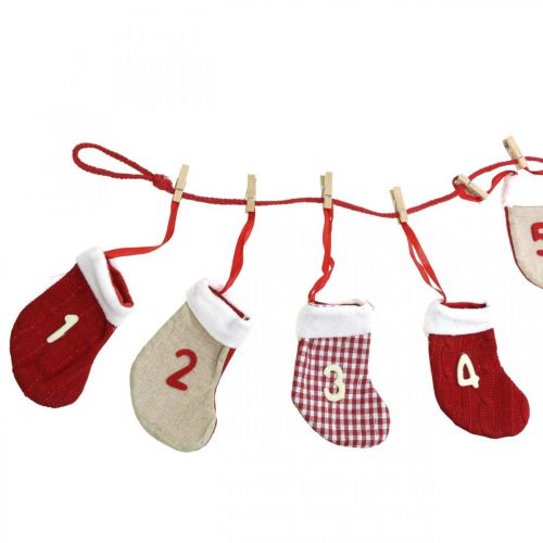 Calendario de adviento para rellenar calcetines de calendario de Navidad rojo 2m