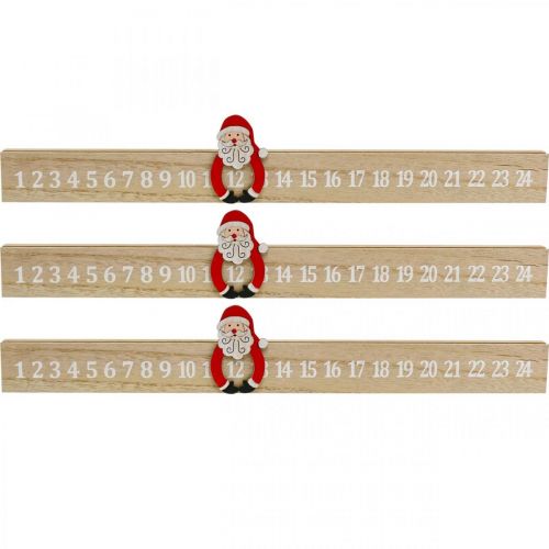 Floristik24 Calendario de adviento tira de adviento de madera deco adviento 48.5cm 3pcs