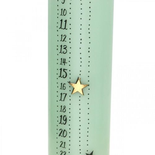 Floristik24 Vela calendario de adviento vela pilar verde claro 250/50mm