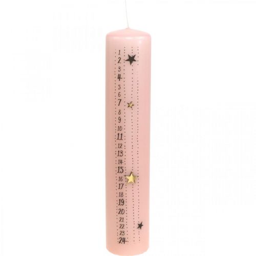 Floristik24 Calendario de adviento vela rosa vela pilar adviento 250/50mm