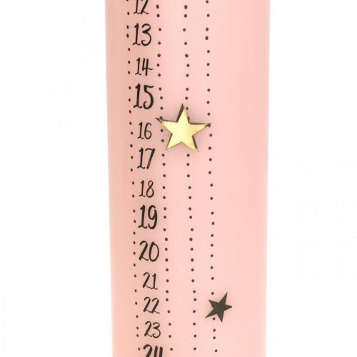 Floristik24 Calendario de adviento vela rosa vela pilar adviento 250/50mm
