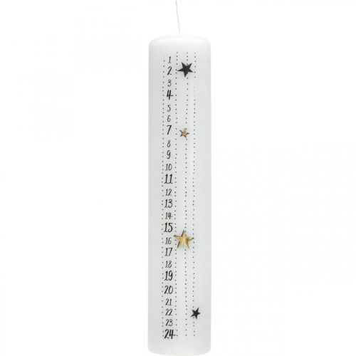 Floristik24 Calendario de Adviento Vela Pilar Blanco Vela Navidad 250/50mm