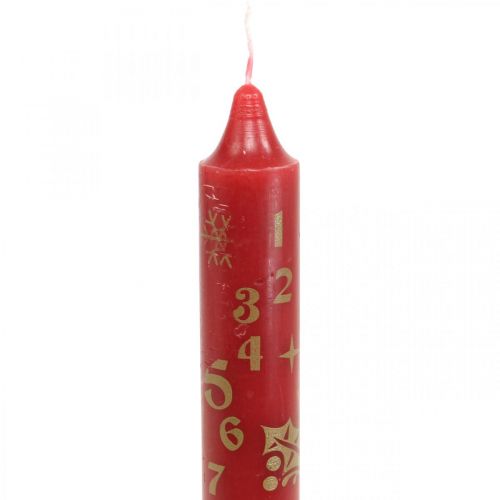 Floristik24 Calendario de adviento vela velas navideñas rojas H25cm 2pcs