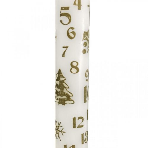 Calendario de adviento vela velas blancas Navidad H25cm 2pcs