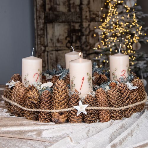 Artículo Velas de Adviento corona de Adviento 1-4 crema 130/70mm 4ud