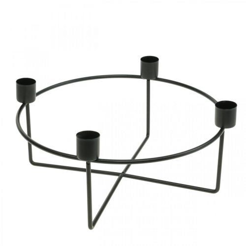 Floristik24 Candelero para 4 velas metal negro H11cm Ø24.5cm