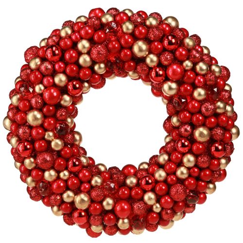 Floristik24 Corona de Adviento corona de bolas de oro rojo Navidad Ø33cm