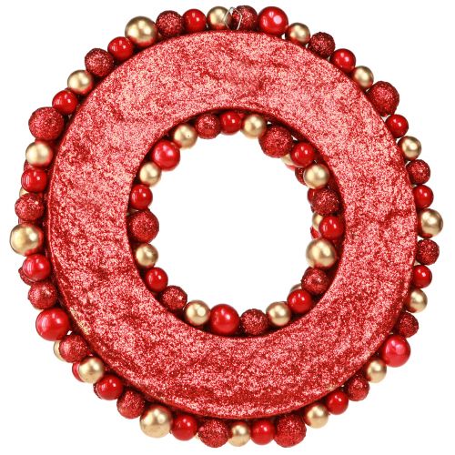 Floristik24 Corona de Adviento corona de bolas de oro rojo Navidad Ø33cm