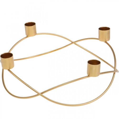 Floristik24 Portavelas dorado Corona de Adviento metal Para velas cónicas Ø24cm