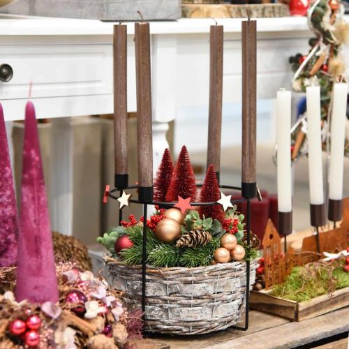 Floristik24 Candelero para 4 velas cónicas de metal negro Ø25cm H23cm