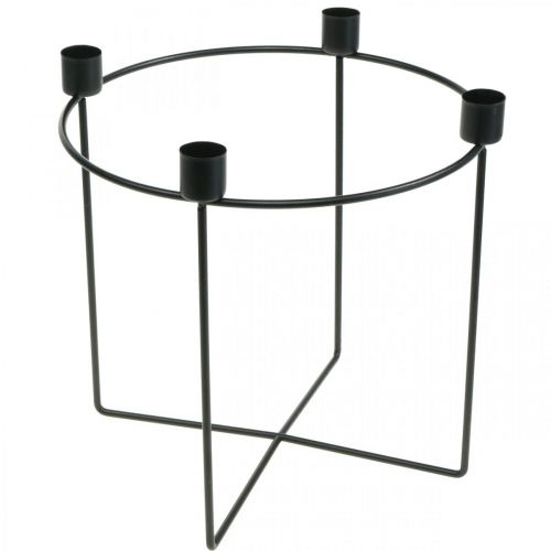 Floristik24 Candelero para 4 velas cónicas de metal negro Ø25cm H23cm