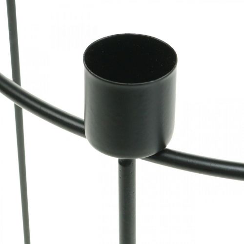Floristik24 Candelero para 4 velas cónicas de metal negro Ø25cm H23cm