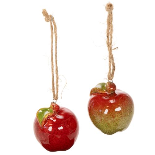 Manzana de cerámica decorativa de otoño para colgar, 5 cm, 4 unidades | Floristik24.es
