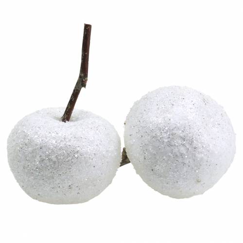 Floristik24 Manzanas decorativas blancas con purpurina 5,5–6,5 cm 12 piezas