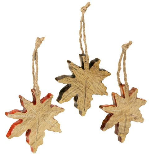 Floristik24 Decoración de madera de hoja de arce otoño verde rojo marrón H10cm 6 piezas