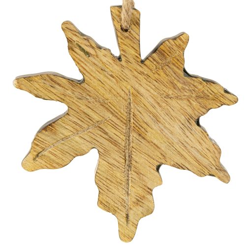 Artículo Decoración de madera de hoja de arce otoño verde rojo marrón H10cm 6 piezas