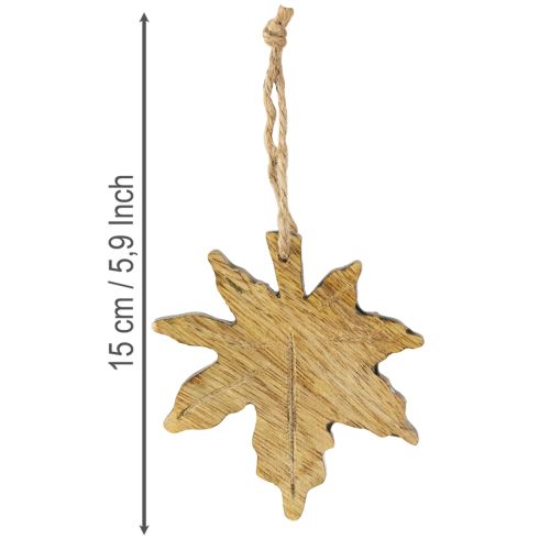 Artículo Decoración de madera de hoja de arce otoño verde rojo marrón H10cm 6 piezas