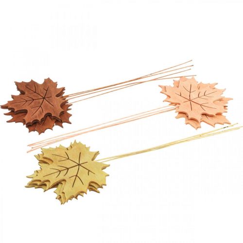 Artículo Estaca de jardín de otoño madera de hoja de arce AN9.5cm L31cm 12pcs