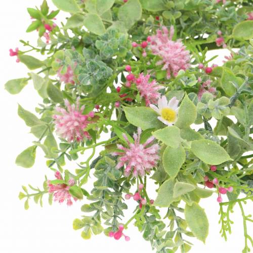 Floristik24 Corona de pradera flocada de trébol rosa, verde Ø30cm