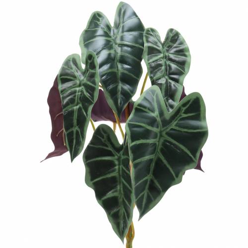 Alocasia planta artificial hoja de flecha verde violeta Al. 48 cm