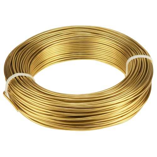 Alambre de aluminio de 2 mm, alambre artesanal, alambre decorativo dorado, 60 m, 500 g