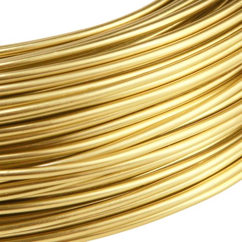 Artículo Alambre de aluminio de 2 mm, alambre artesanal, alambre decorativo dorado, 60 m, 500 g