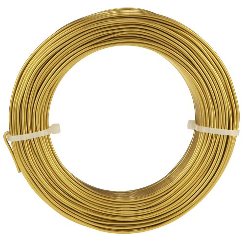 Artículo Alambre de aluminio de 2 mm, alambre artesanal, alambre decorativo dorado, 60 m, 500 g